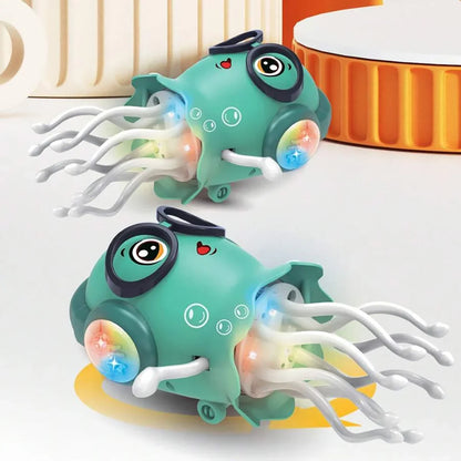 Dancing Jellyfish Toys for Kid Automatic Obstacle Avoidance Crawling Walking Electric Jellyfish with Light Music Christmas Gifts