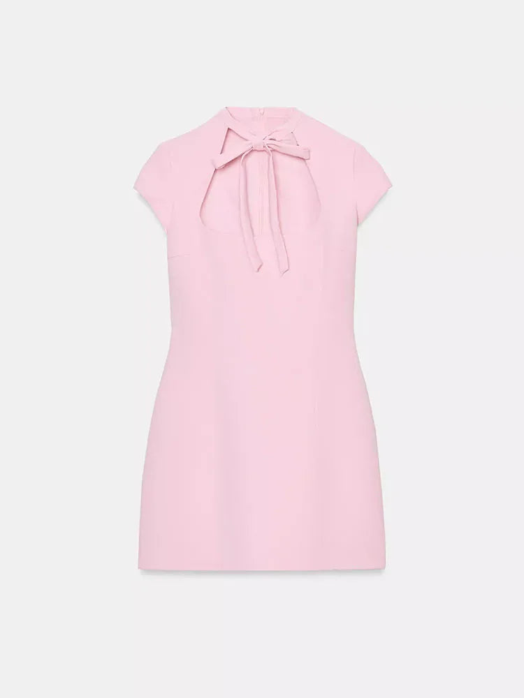 Elegant Short Sleeve Square Collar  Knot Decorated Dress ZA2026 New Summer Women's Fashion Company Annual Meeting