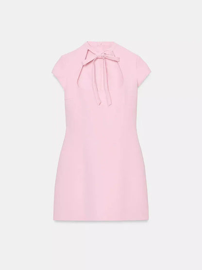 Elegant Short Sleeve Square Collar  Knot Decorated Dress ZA2026 New Summer Women's Fashion Company Annual Meeting