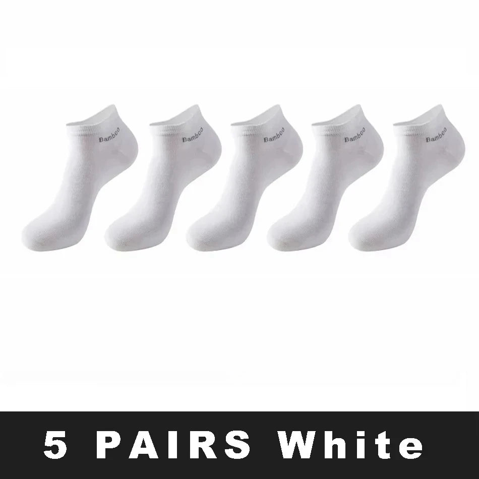 1/5/10 Pairs Men's Bamboo Fiber Ankle Socks High Quality Breathable Anti-Bacterial Casual Short Socks Size 38-45