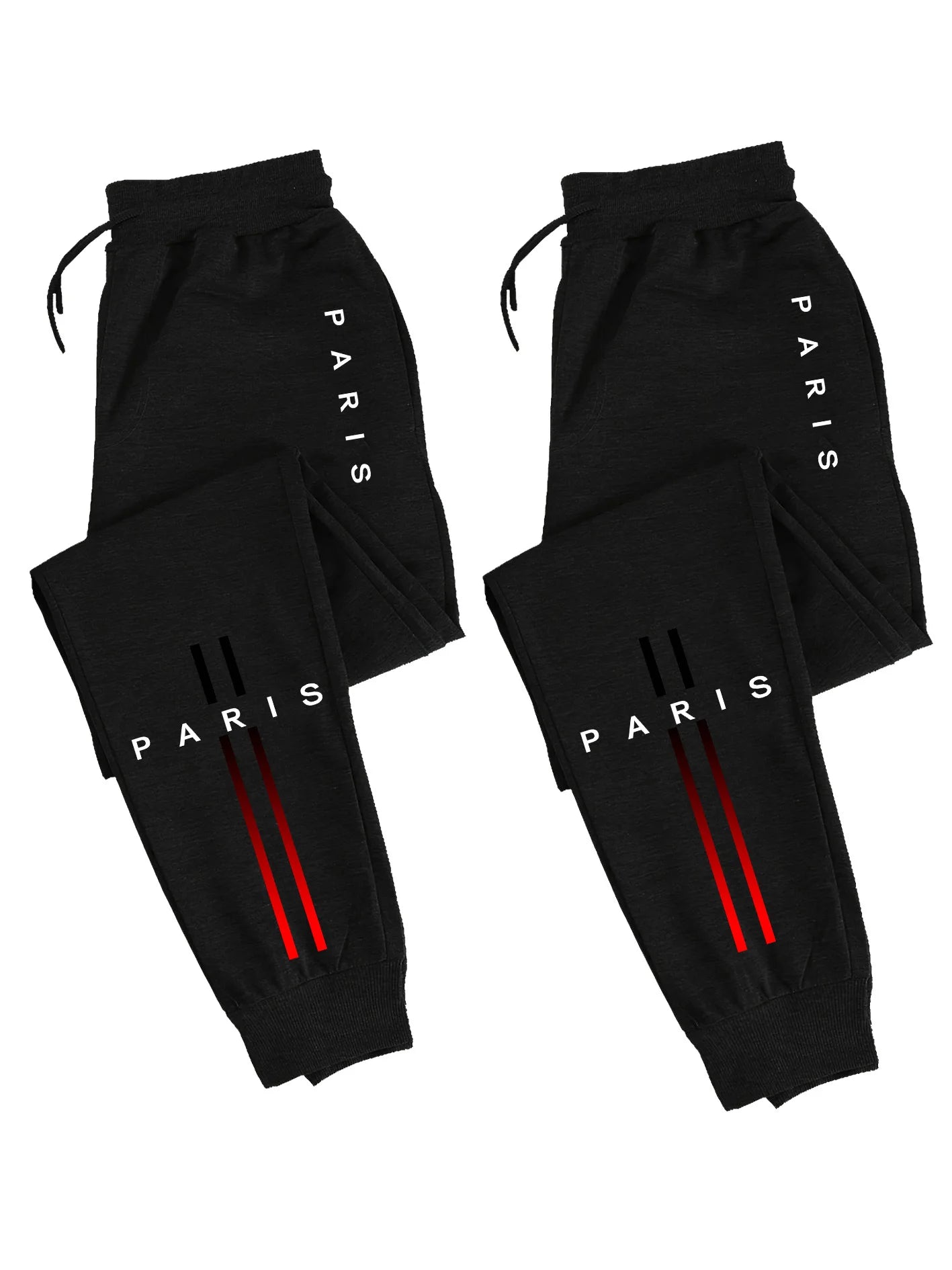 2-Pack Men's Polyester Joggers, Drawstring Waist, Wrinkle-Resistant, Breathable, Slim-Fit, Cuffed Hem, Drop-Dead Drape,
