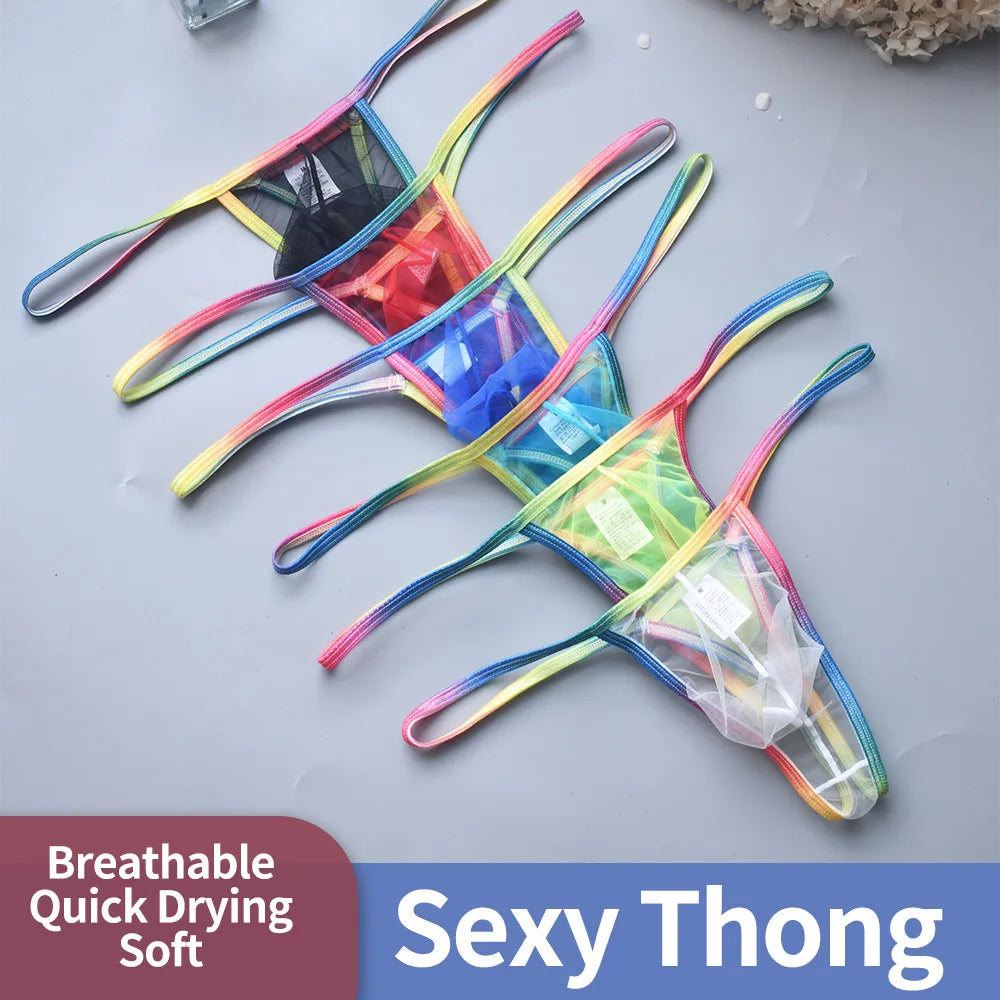 Men's Mesh Thong  Breathable Quick Dry Soft Underwear, Lightweight Comfortable Loungewear for Daily Casual Relaxation