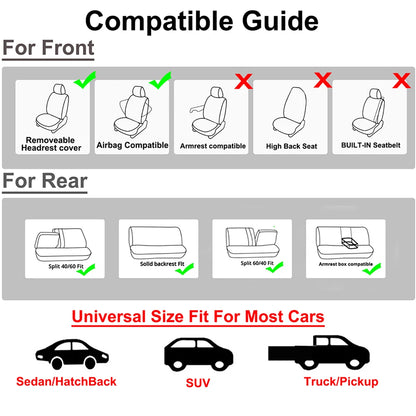 NEW Car Seat Covers Suede and Leather Stitching Seat Covers Universal Size Fit for Car SUV Truck Vans Accessories Interior