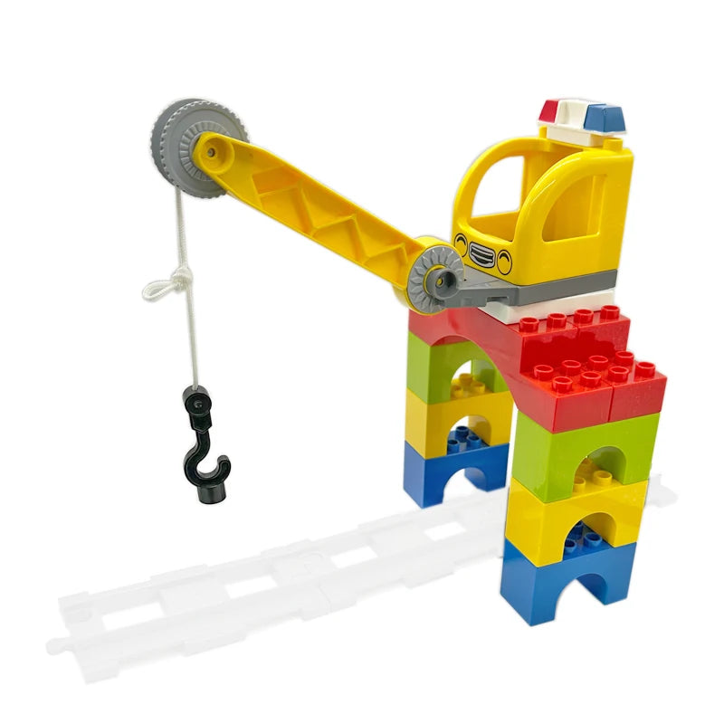 Big Size Building Blocks Train Railway Transport Set Track Parts Electric Locomotive DIY Assemble Interaction Toys For Children