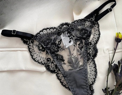 Sutiã Plus Size Cinta Renda Bordada Mesh Transparente Sexy Push Up Lingerie Pijama Sensual Copas Finas Sustentação 32-38 Bra Set