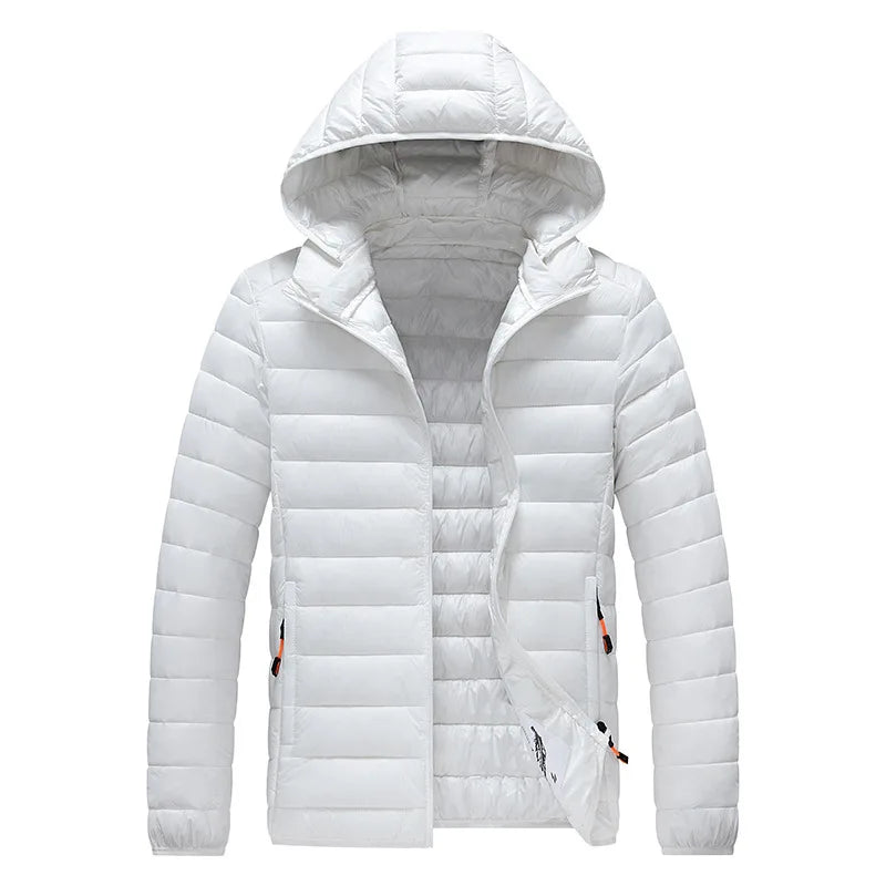 8XL Men's autumn and winter waterproof down jacket, jacket, overcoat, net, hooded casual wear, outdoor wear, hat clothing, men's