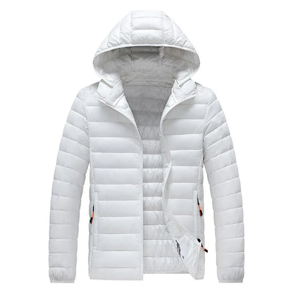 8XL Men's autumn and winter waterproof down jacket, jacket, overcoat, net, hooded casual wear, outdoor wear, hat clothing, men's