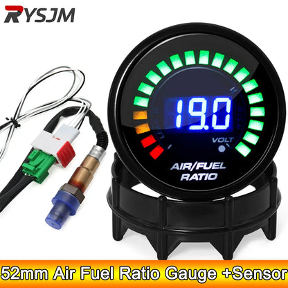 Digital 52mm Air Fuel Ratio Gauge LED Digital Display With Narrowband O2 Oxygen Sensor 06J906262AA for Gasoline Car 12V