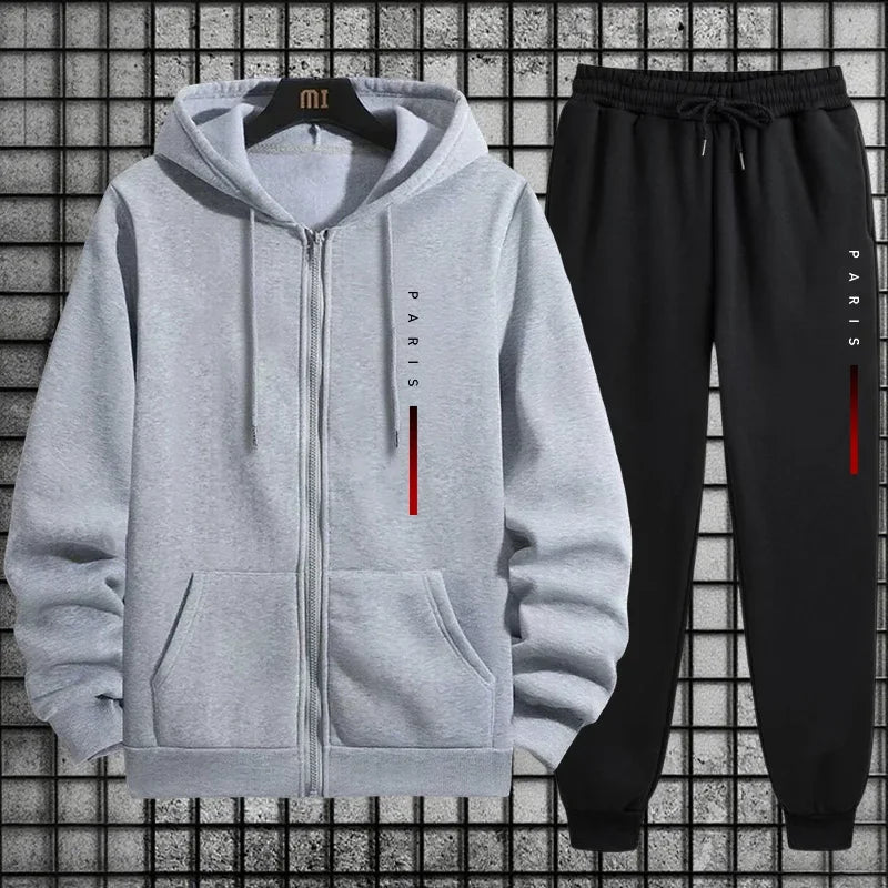 2025 new zipper sweaters chandelier pants street wear chandelier autumn and winter sports suits Paris fashion print men's casual