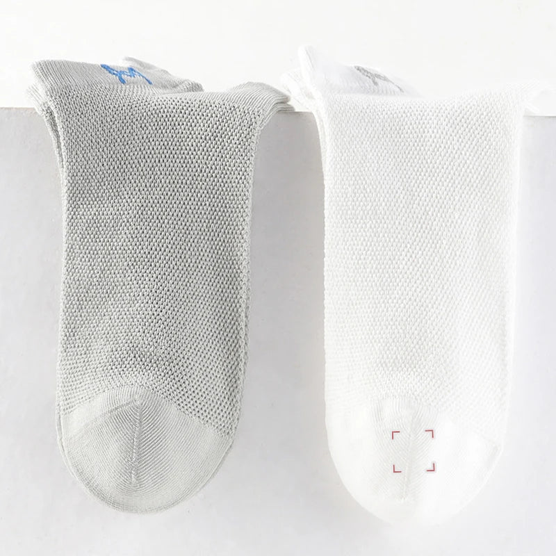 MiiOW 5 Pairs Harajuku Man Socks Embroidered LOGO Antibacterial Men's Boat Socks Brand Mesh Breathable Anti Slip Cotton Sock