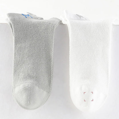 MiiOW 5 Pairs Harajuku Man Socks Embroidered LOGO Antibacterial Men's Boat Socks Brand Mesh Breathable Anti Slip Cotton Sock