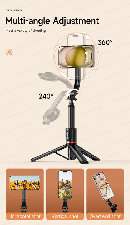 TOKQI Tripod Magnetic Phone Holder Extendable Selfie Stick for Smartphone Shooting Vlog with Wireless Bluetooth Remote Control