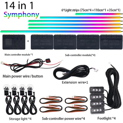 22 In 1 Car Ambient Lights RGB 64 Colors LED Interior For BMW F10 F11 F20 F30 G01 G02 G05 E36 E39 E60 E87 E90 E91 E92 X3 X4 X5