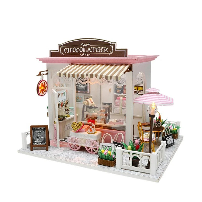 DIY Miniature Whimsy Dollhouse Kit 3D Puzzle Furniture Assembly Model Doll House Educational Wooden Toys For Xmas Gifts