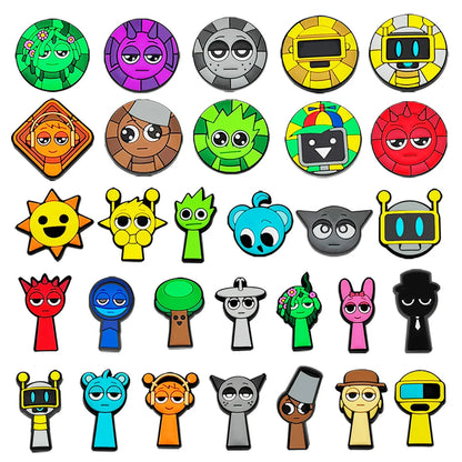 30-100Pcs Sprunki Plush Game Series Shoe Charms Shoes Accessories Decorations Clog Sandal Wristband Buckle for Kids Party Gifts
