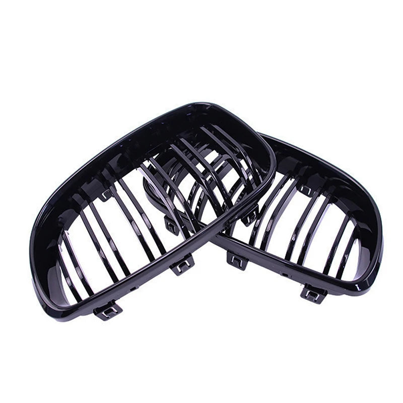 Suitable for BMW E81 E87 2008-2011 Front Bumper Double Kidney Grille, Racing Style Grille, Bright Black Car Replacement Parts