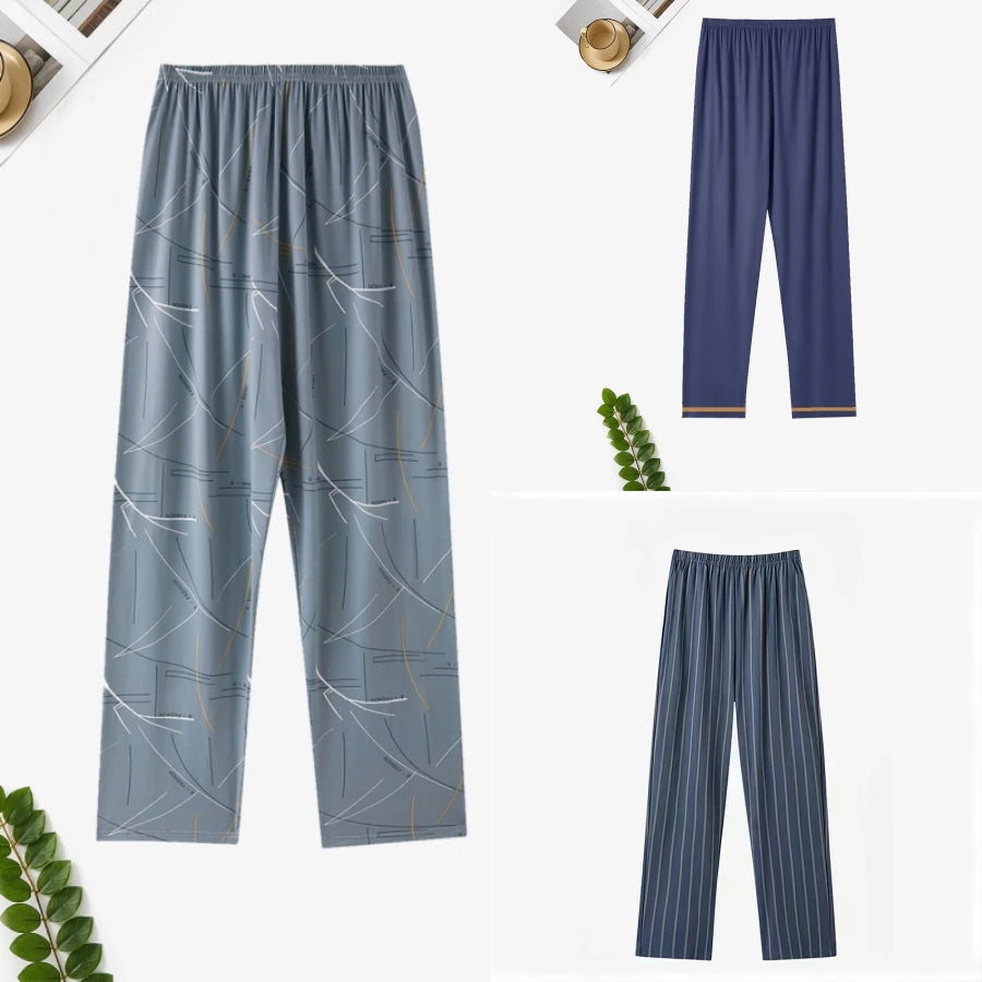 Pajama Pants Men's Spring and Autum Trousers Casual Trousers Autum and Winter Thin Home Trousers Long Loose Home Trousers
