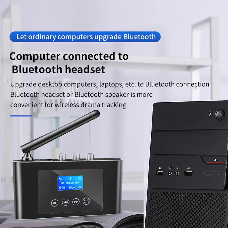 New 2 in 1 Long Range Bluetooth 5.1 Audio Transmitter Receiver RCA 3.5mm AUX Stereo Wireless Adapter For PC TV Headphones Car