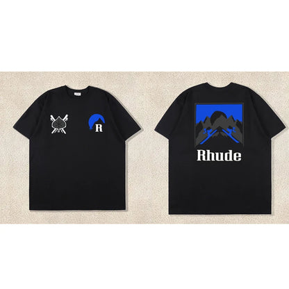 26SS High Street Hip Hop Simple Versatile Rhude Casual Shorts Men Heavy Fabric Letter Print Sports Shorts
