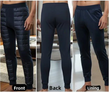 Hengyuanxiang Men's down Pants Thickened Duck down Slim Fit Inner Wear Warm Knee-Padded Long Pants Business Casual Style