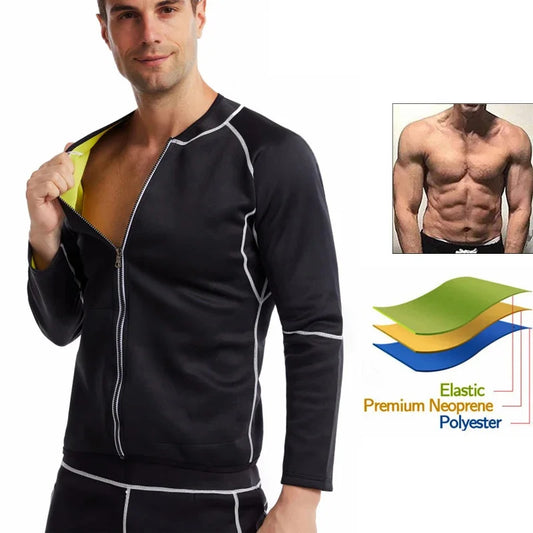 Men Sauna Sweat Suits Shapewear Workout Weight Loss Long Sleeves Coat Waist Trainer Body Shaper Gym Fitness Fat Burning Leggings