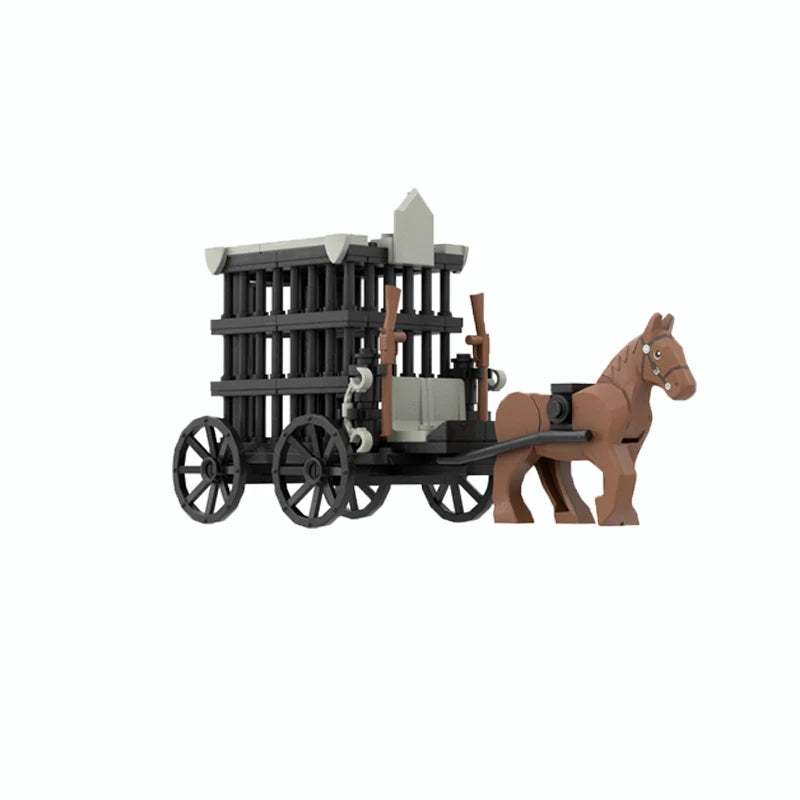 MOC Medieval Military Carriage Carriage Chariot Knight Transport Carriage Weapons Figures Vegetable Wood Bricks Children's Toys