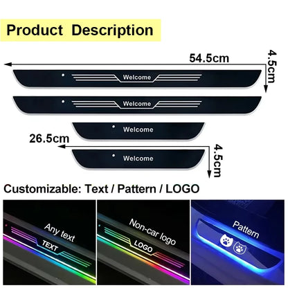Customizable Car LED Welcome Pedal Light RGB Controllable Auto Interior Atmosphere Light Door Opening Warning Threshold Light