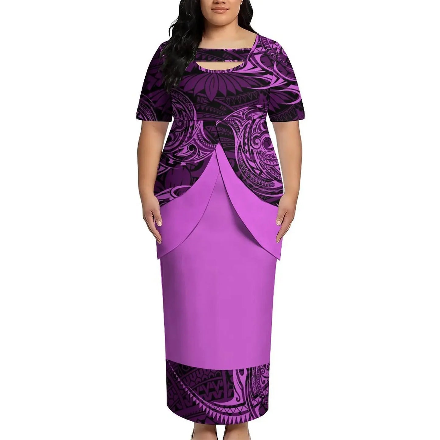 Puletasi New Design Short Sleeved Long Dress Customized Top And Skirt Knee Length Dress Party Top And Skirt Soft Fabrics