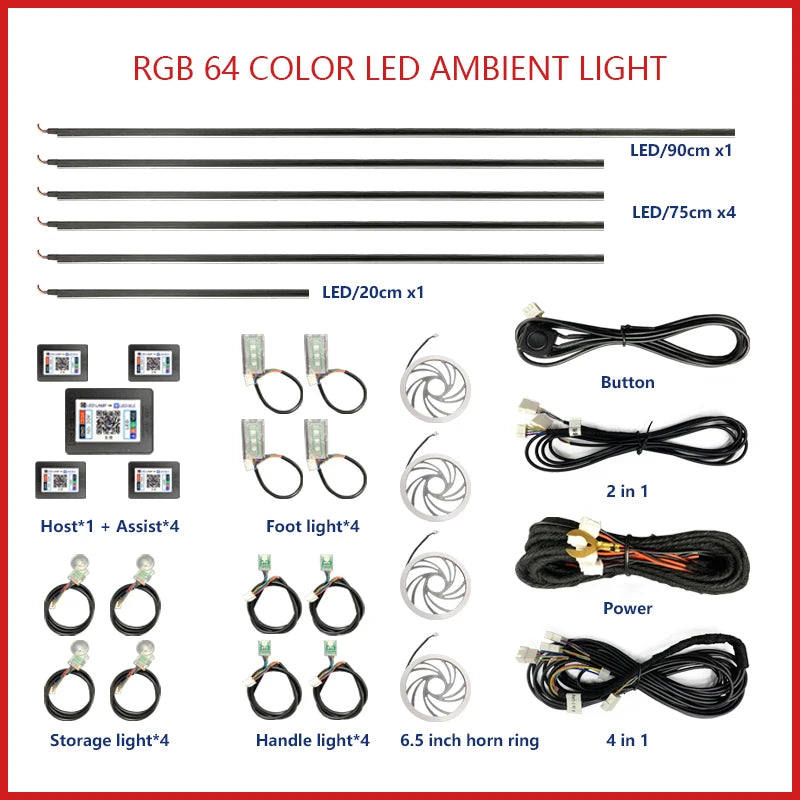 22 In 1 Car Ambient Lights RGB 64 Colors LED Interior For BMW F10 F11 F20 F30 G01 G02 G05 E36 E39 E60 E87 E90 E91 E92 X3 X4 X5