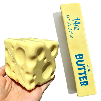 Elastic Cube Cheese Stick Funny Squeeze Prank Toy Simulation Big Butter Stick Squishy Fidget Toys Stress Anxiety Relief Game