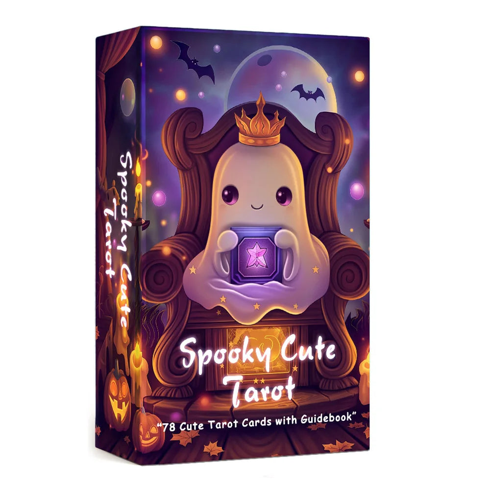 78 Card Spooky Cute Tarot Deck, 13x8 Cm Size for Beginners, Includes Paper Guide for Divination Game