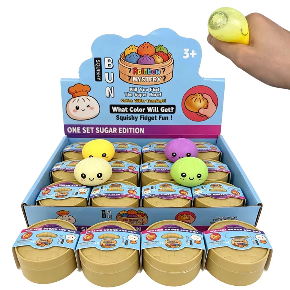 Simulation Dumpling Squishy with Steamer Basket Small Dumpling Stress Relief Toy Surprise Blind Box Adult Student Venting Gift