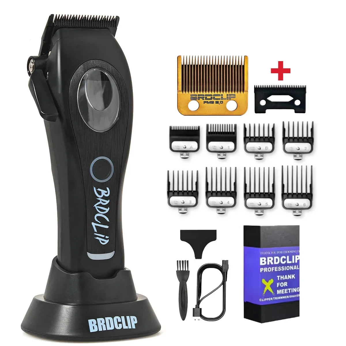 New Professional BRDCLIP M3C 8800RPM High Motor Hair Clipper DLC Blade Barber with Base 4500mAh Hair Cutting Machine Men Trimmer