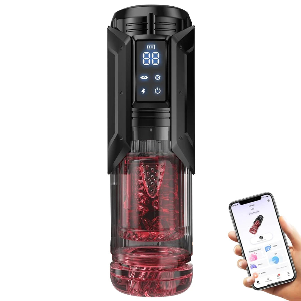 Male Automatic Masturbator Cup Thrusting Rotation Licking Sucking Penis Pump Pocket Pussy Blowjob LED Display Sex Toys for Men