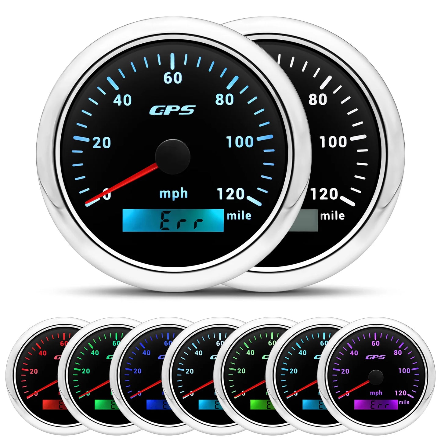 A 85MM GPS Speedometer For Motorcycle Marine Boat 30~200 Kmh Boat Car Truck Speed Gauge Meter With GPS Antenna 7 Color Backlight