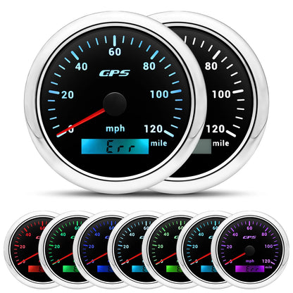 A 85MM GPS Speedometer For Motorcycle Marine Boat 30~200 Kmh Boat Car Truck Speed Gauge Meter With GPS Antenna 7 Color Backlight