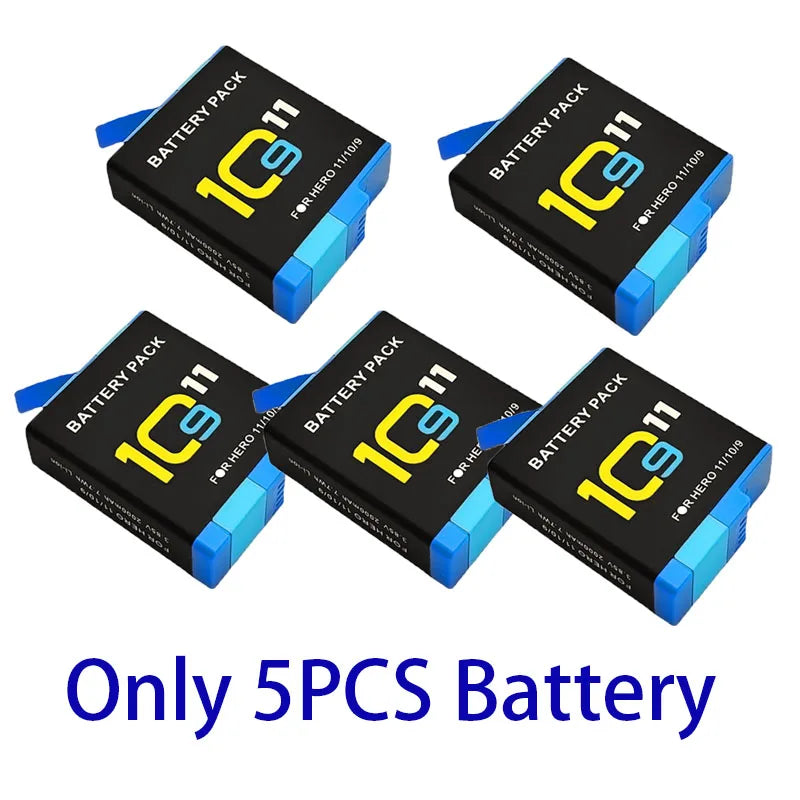 2000mAh Battery For GoPro Hero 11 10 9 Li-ion Battery Pack Motion Camera Battery Storage for GoPro Hero9 Rechargeable Batteries