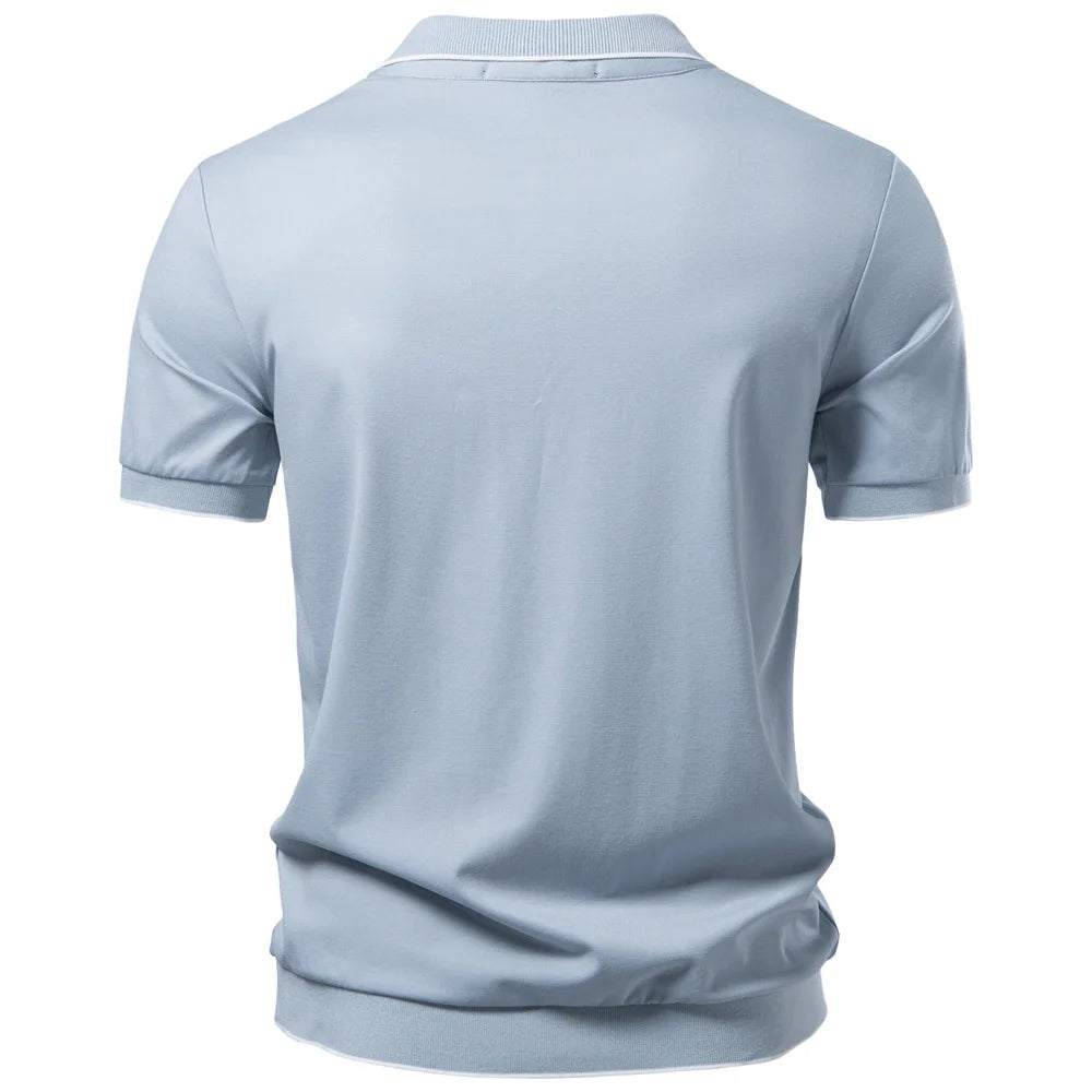 AIOPESON Tencel Polo Shirt Men‘s Solid Color Old Money Design Premium Fabric Skin Friendly Cool Breathable Soft Wear