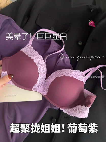 Ladies Comfort Gathering Wireless Bra A To C Cups, Soft Lace Alluring Style, Natural Bust Enhancement for Petite Figures, S-XL