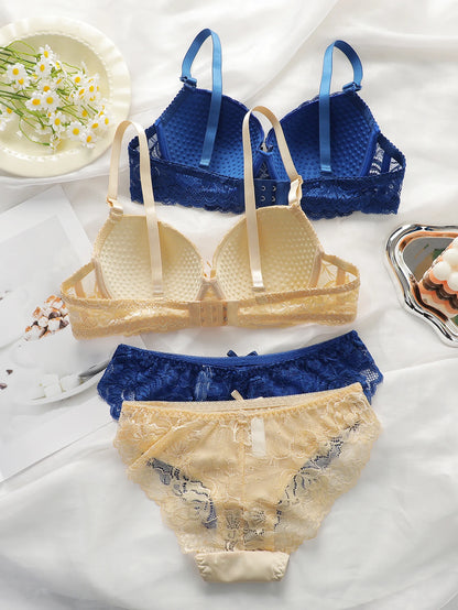2-piece set of colorful lace combination for gathering and lifting daily bras lingerie set for women sexy  Lingerie 2 sets A2155