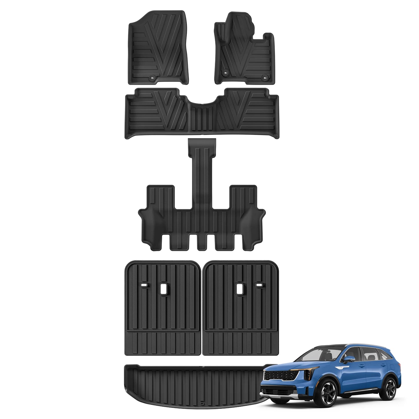 Right Drive for Kia Sorento Fuel 2021-2025 6Seats TPE 3D Floor Mats Trunk Pad Backrest Liner Cargo Car Interior Accessories