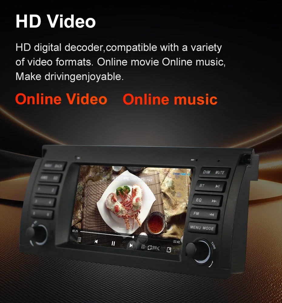 For BMW 5 Series E38 E39 and BMW X5 E53 Car Multimedia Display 7" Touch Screen  GPS Navigation Reverse View Bluetooth FM Radio