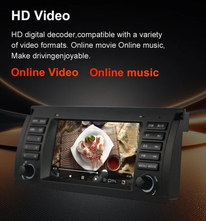 For BMW 5 Series E38 E39 and BMW X5 E53 Car Multimedia Display 7" Touch Screen  GPS Navigation Reverse View Bluetooth FM Radio