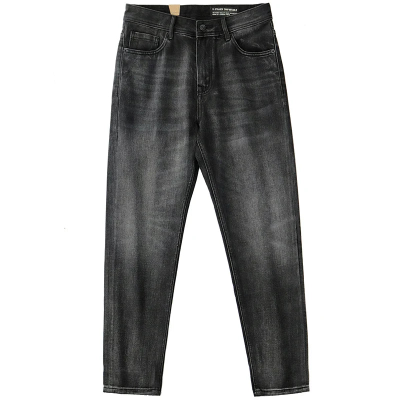 Autumn New American Retro 14OZ Thickened Denim Jeans Men's Fashion Washed Old Heavyweight Straight Casual Pants