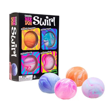 Hot 4Pcs Swirl NeeDoh Teenie Stress Balls Ultra Squishy Moldable Sensory Fidget Toy Blind Box Anti-Stress Relief for  Adults