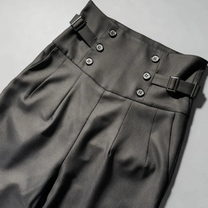 Spring Autumn Lolita Black Versatile High Waist Long Pants Y2K Vintage Trousers Court British Style Straight Pants for Women