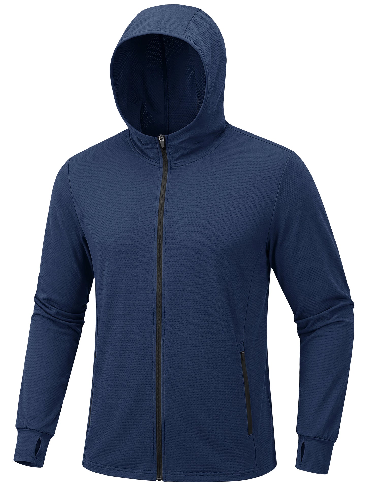 TACVASEN Men's Full Zip UPF 50+ Sun Protection Jacket, Lightweight Hooded Fishing Shirt with 4 Pockets & Thumbholes, Breathable