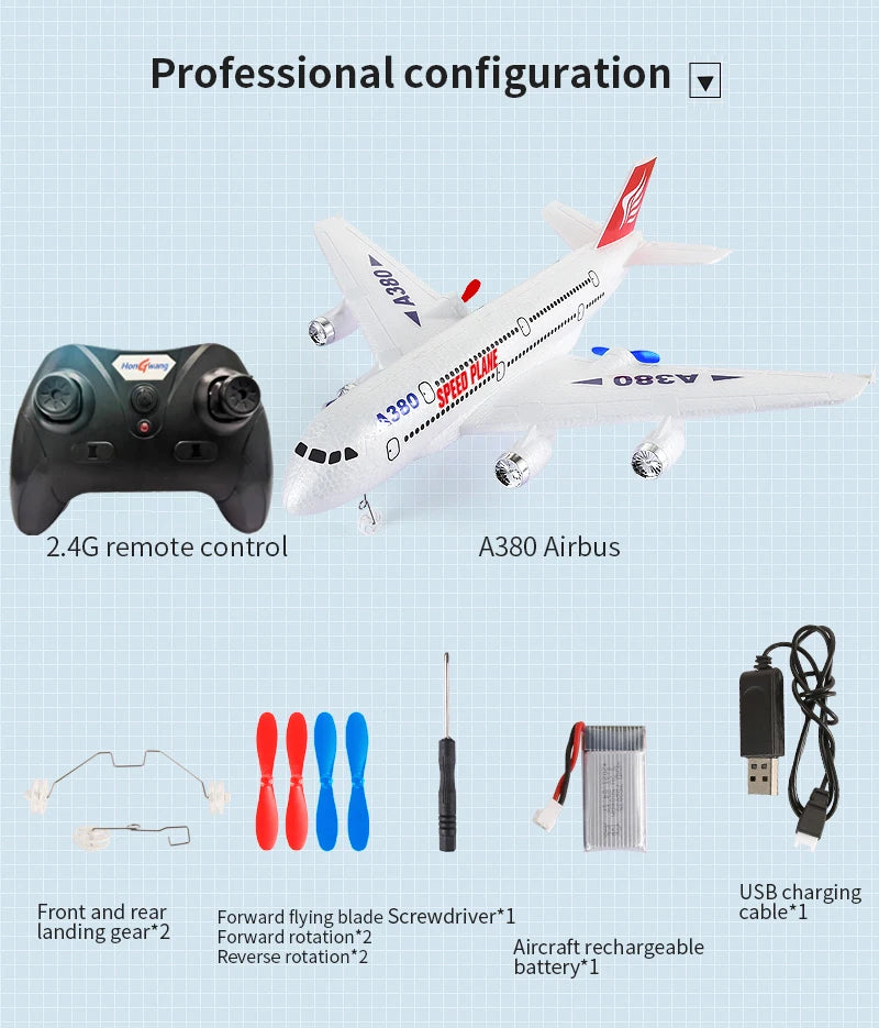 Hot Gyro Airplane Airbus A380 RC Airplane Foam Toys 2.4G Fixed Wing Plane Outdoor Toys Drone  Easy Fly Children Gift