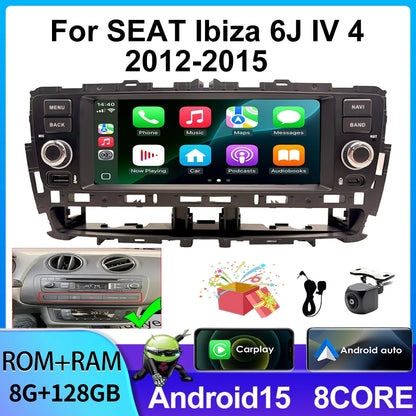 Android 15 Car Radio for SEAT Ibiza 6J IV 4 2012-2015 6.86-inch Car Multimedia Video Player GPS CarPlay AndroidAuto BT