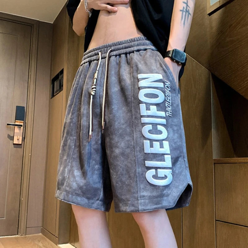 2026 Letter Foam Printed Shorts Men Loose Fit Summer Streetwear Running Sports Short Pants Men Women Hip Hop Half Wide Leg Pants